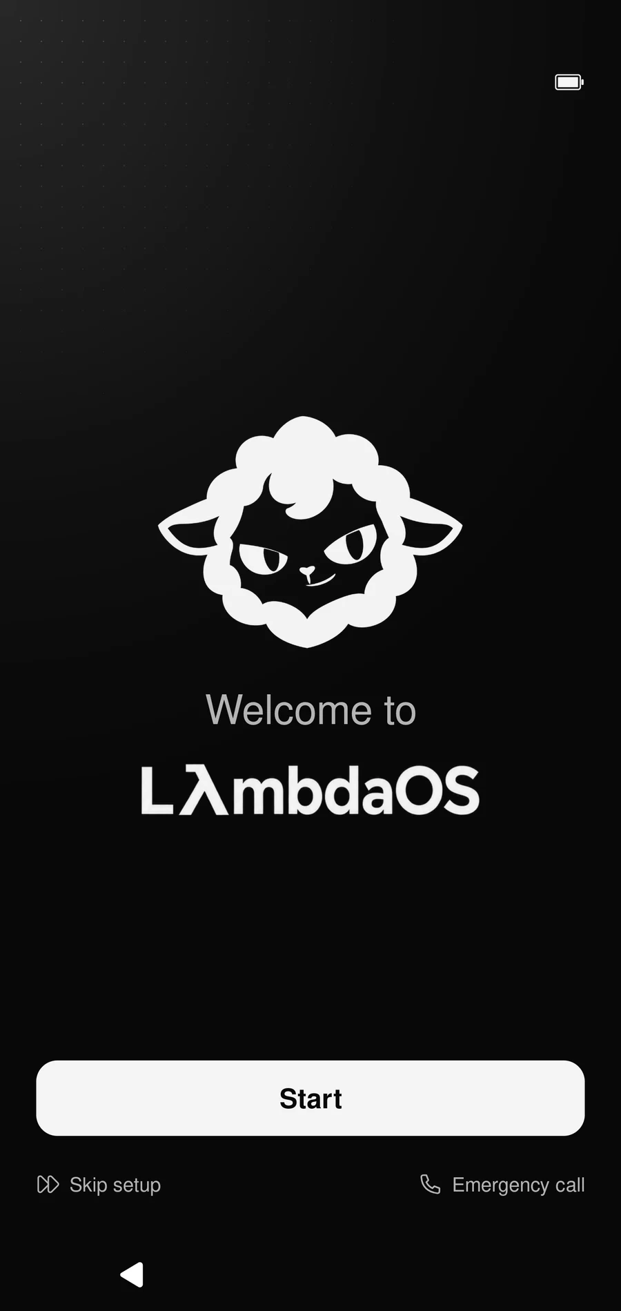 Asistente de bienvenida de LambdaOS en el Samsung S10
